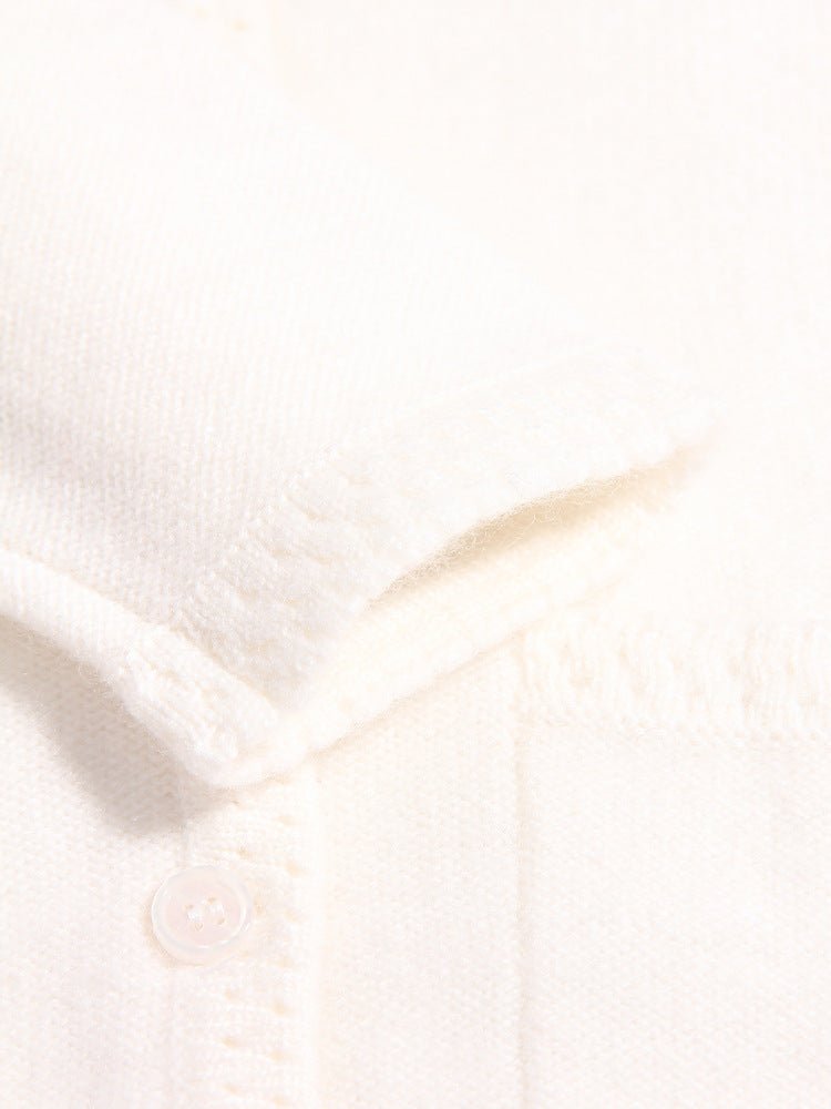 Girls 100% Cashmere Cardigan Front Pockets Kids Cashmere Sweater Ivory 90
