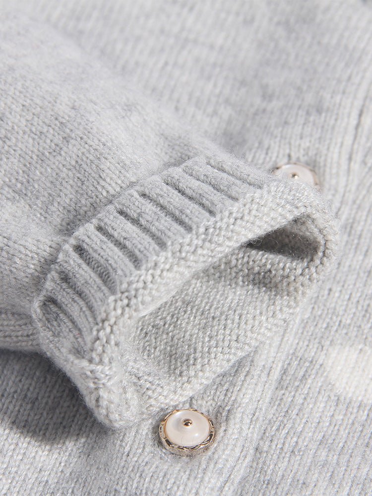 Girls Cashmere Cardigan Bunny Bow Appliqué Cashmere Sweater Grey 90