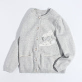 Girls Cashmere Cardigan Bunny Bow Appliqué Cashmere Sweater