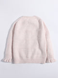 Girls Cashmere Cardigan Embroidered Mouse Floral Accents Cashmere Sweater Pink 80