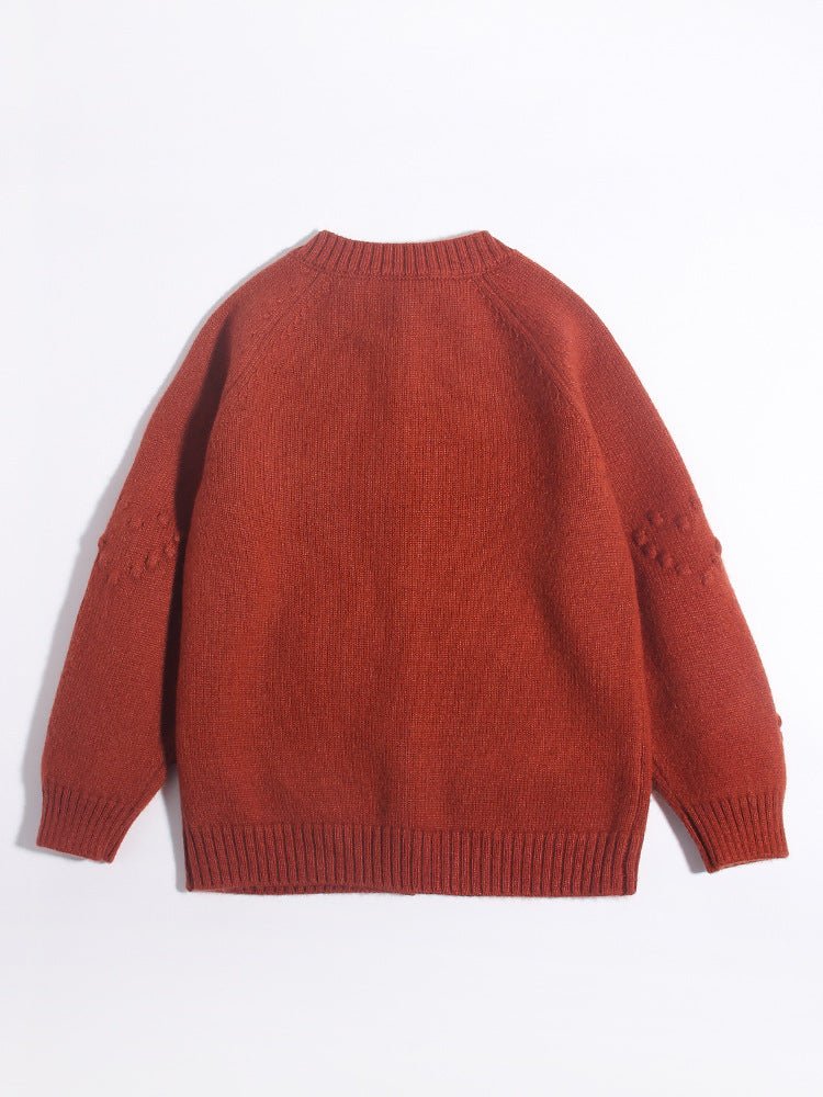 Girls Cashmere Cardigan Floral Embroidery Kids Cashmere Sweater Caramel 90
