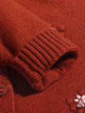 Girls Cashmere Cardigan Floral Embroidery Kids Cashmere Sweater Caramel 90