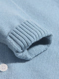 Girls Cashmere Cardigan White Collar Floral Embroidery Cashmere Sweater Blue 80