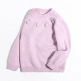 Girls Cashmere Sweater 3D Strawberry Embellishments Cashmere Pullover Lavender 90
