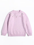 Girls Cashmere Sweater 3D Strawberry Embellishments Cashmere Pullover Lavender 90