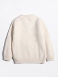 Girls Cashmere Sweater Cable Knit Floral Embroidery Cashmere Blouse Ivory 90