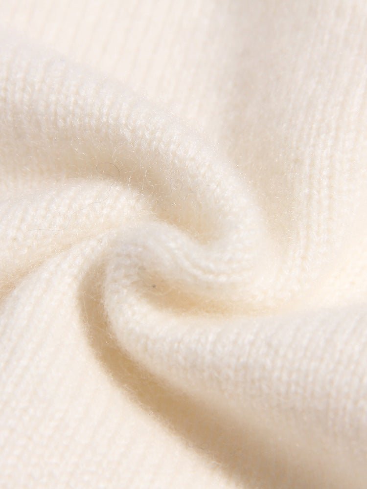Girls Cashmere Sweater Cable Knit Floral Embroidery Cashmere Blouse Ivory 90