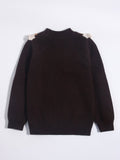 Girls Cashmere Sweater Floral Embroidery Lace Trim Kids Cashmere Pullover Coffee 90