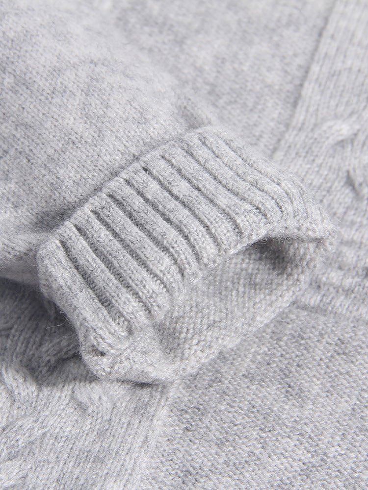 Girls Cashmere Sweater White Ruffled Collar Kids Cashmere Knit Pullover Grey 90