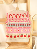 Girls Colorful Cashmere Knit Vest Duck Flower Apple Pattern Cashmere Sweater Pink 80