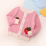Girls Pure Cashmere Cardigan Kids Strawberry Button Front Cashmere Sweater Pink 90