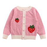Girls Pure Cashmere Cardigan Kids Strawberry Button Front Cashmere Sweater Pink 90
