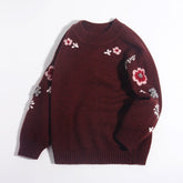 Girls Pure Cashmere Sweater Floral Embroidery Kids Cashmere Pullover