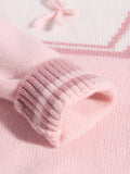 Girls Pure Cashmere Sweater Sailor Collar and Bow Detail Kids Cashmere Pullover Pink 80