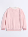Girls Pure Cashmere Sweater Sailor Collar and Bow Detail Kids Cashmere Pullover Pink 80