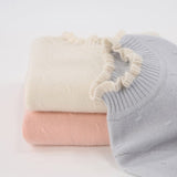 Girls Ruffled Collar Cashmere Sweater Kids Knit Cashmere Pullover Blue 80