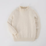 Girls Ruffled Collar Cashmere Sweater Kids Knit Cashmere Pullover Beige 80