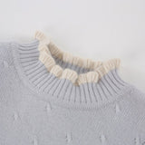 Girls Ruffled Collar Cashmere Sweater Kids Knit Cashmere Pullover Blue 90