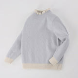 Girls Ruffled Collar Cashmere Sweater Kids Knit Cashmere Pullover Blue 90