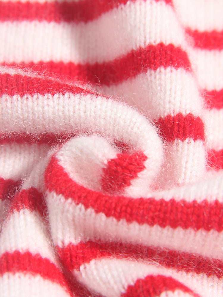 Girls Striped Cashmere Cardigan Kids Strawberry Embroidery Cashmere Sweater Red 90