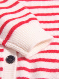 Girls Striped Cashmere Cardigan Kids Strawberry Embroidery Cashmere Sweater Red 90