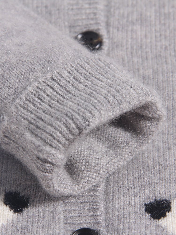 Kids Button Down Cashmere Cardigan Bunny Embroidery Cashmere Sweater Grey 90
