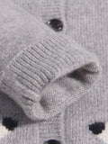 Kids Button Down Cashmere Cardigan Bunny Embroidery Cashmere Sweater Grey 90