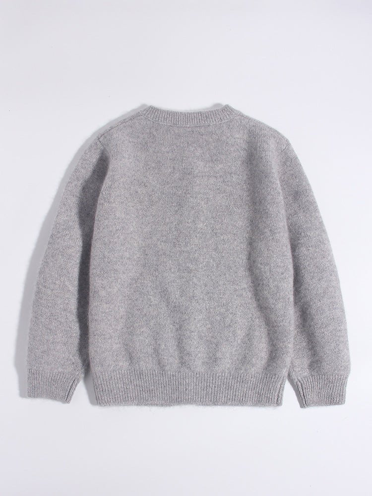 Kids Button Down Cashmere Cardigan Bunny Embroidery Cashmere Sweater Grey 90