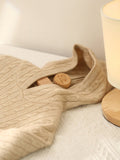 Kids Cable Knit Cashmere Hoodie Long Sleeve Cashmere Sweater Beige 90