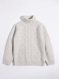 Kids Cable Knit Cashmere Sweater Turtleneck Cashmere Pullover Grey 90