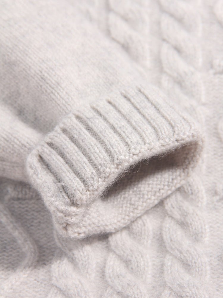 Kids Cable Knit Cashmere Sweater Turtleneck Cashmere Pullover Grey 90