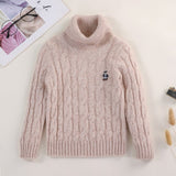 Kids Cable Knit Cashmere Sweater Turtleneck Crest Patch Cashmere Pullover Beige 90