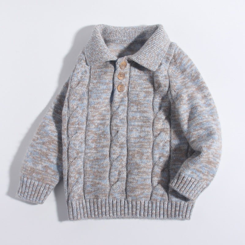 Kids Cable - Knit Pure Cashmere Sweater Button Up Cashmere Pullover Grey 80