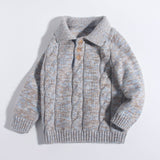 Kids Cable - Knit Pure Cashmere Sweater Button Up Cashmere Pullover Grey 80
