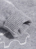 Kids Cashmere Cardigan Animal Embroidery Stripe Sleeve Cashmere Sweater Grey 90