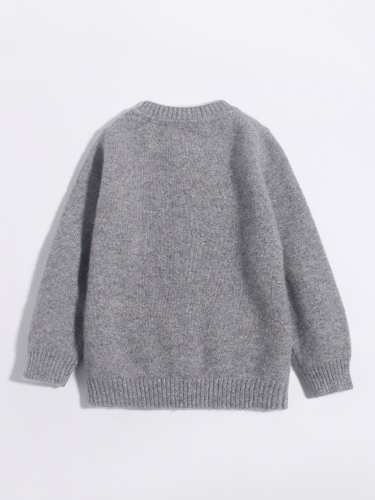 Kids Cashmere Cardigan Cute Panda Embroidery Button Front Cashmere Sweater Grey 90