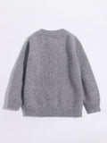 Kids Cashmere Cardigan Cute Panda Embroidery Button Front Cashmere Sweater Grey 90