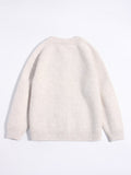 Kids Cashmere Cardigan Snail Flower Embroidery Knit Cashmere Sweater for Girls Beige 80