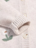 Kids Cashmere Cardigan Snail Flower Embroidery Knit Cashmere Sweater for Girls Beige 80