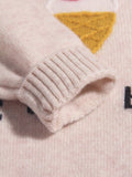 Kids Cashmere Sweater 3D Dessert Motifs Cashmere Pullover Ribbing Edge Beige 90
