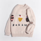 Kids Cashmere Sweater 3D Dessert Motifs Cashmere Pullover Ribbing Edge Beige 90