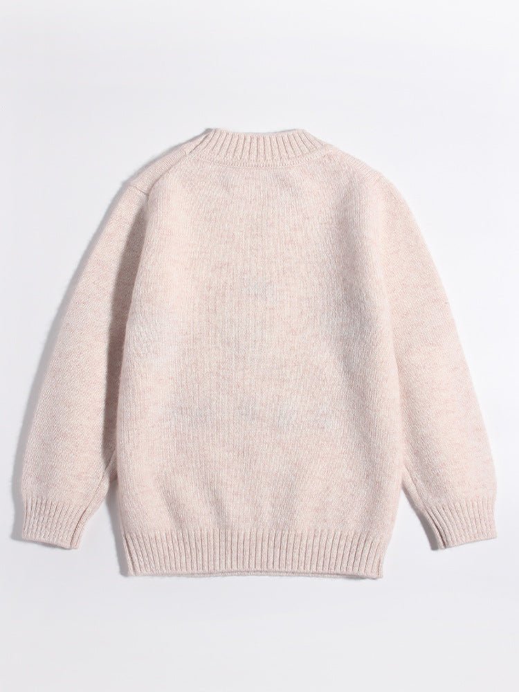 Kids Cashmere Sweater 3D Dessert Motifs Cashmere Pullover Ribbing Edge Beige 90
