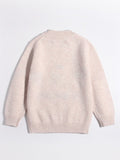 Kids Cashmere Sweater 3D Dessert Motifs Cashmere Pullover Ribbing Edge Beige 90