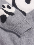 Kids Cashmere Sweater Boys and Girls Panda Intarsia Cashmere Pullover Grey 90