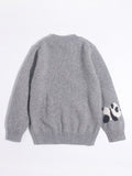 Kids Cashmere Sweater Boys and Girls Panda Intarsia Cashmere Pullover Grey 90