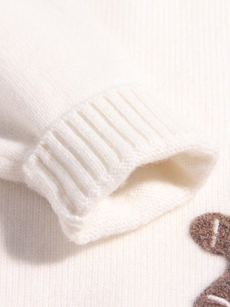 Kids Cashmere Sweater Candy Cane Christmas Tree Cashmere Pullover White 90