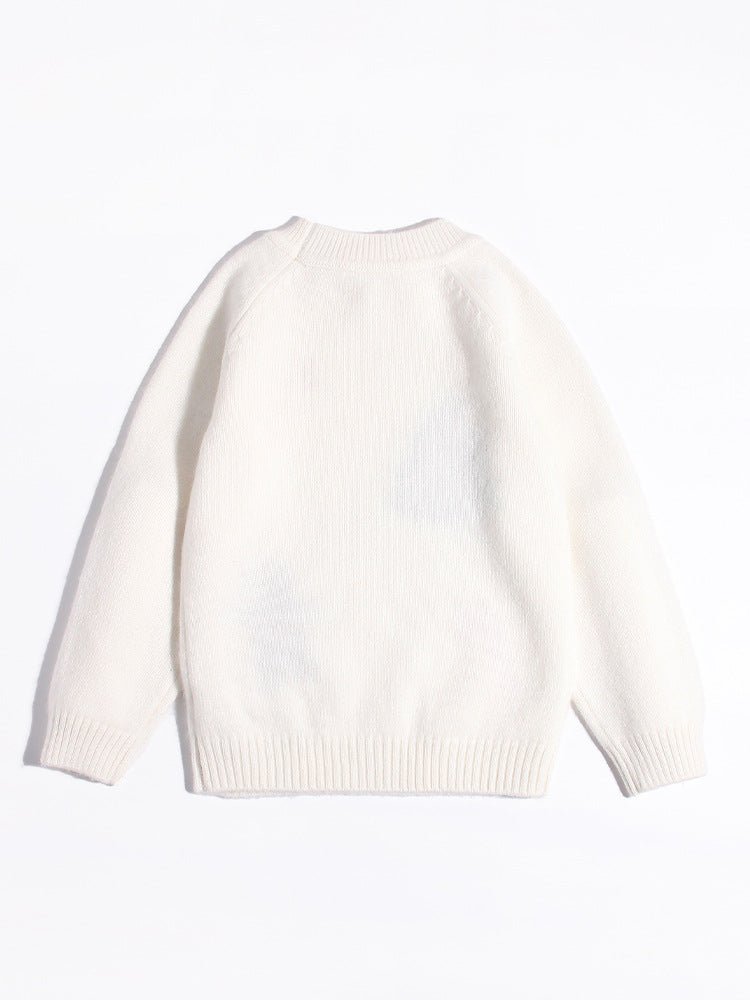 Kids Cashmere Sweater Candy Cane Christmas Tree Cashmere Pullover White 90