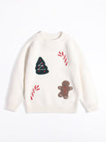 Kids Cashmere Sweater Candy Cane Christmas Tree Cashmere Pullover White 90