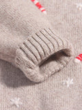 Kids Cashmere Sweater Candy Cane Snowflake Pattern Cashmere Pullover Camel 90