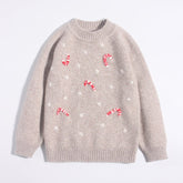 Kids Cashmere Sweater Candy Cane Snowflake Pattern Cashmere Pullover
